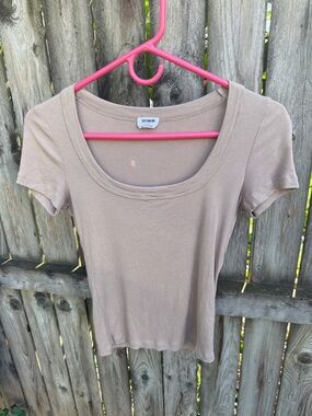 FREE w/ purchase Cotton On Scoop Neck Ribbed Tee stretch fitted S